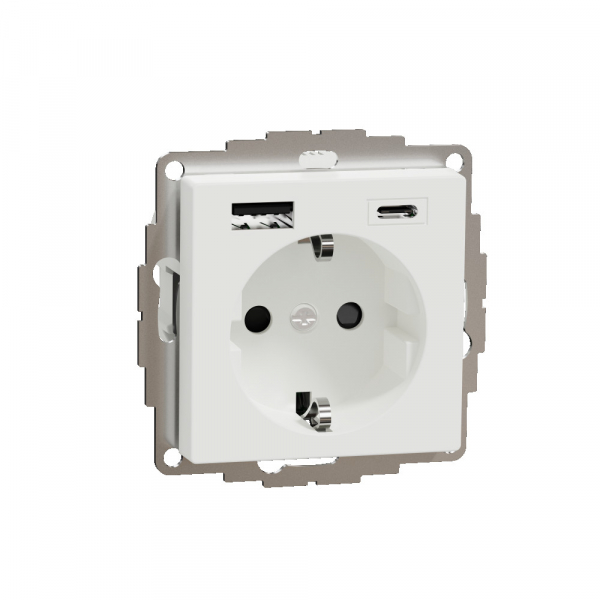 Schneider Electric MERTEN SM Белый Розетка силовая 16 A с зарядкой USB A+C 3 A