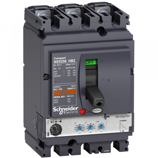 Schneider Electric Compact NS630 3P Выключатель Micrologic 2.2 100A NSX100HB2 (100кА при 690B)