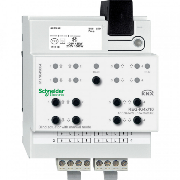 Schneider Electric Merten KNX Актор жалюзи 4-канальный 10А 220V возможность ручного управления DIN-рейка