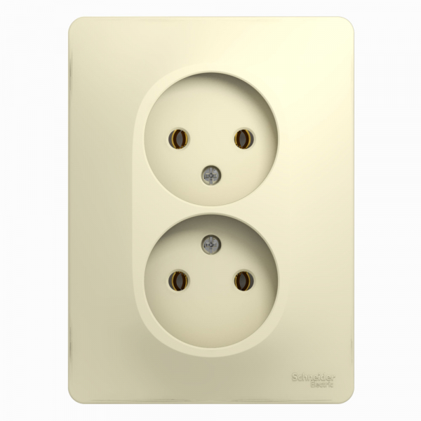 Systeme Electric Glossa Беж Розетка 2-я б/з (в сборе с рамкой)