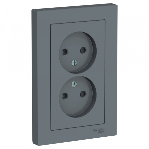 Systeme Electric AtlasDesign Грифель Розетка б/з двойная, со шторками,16А, в сборе