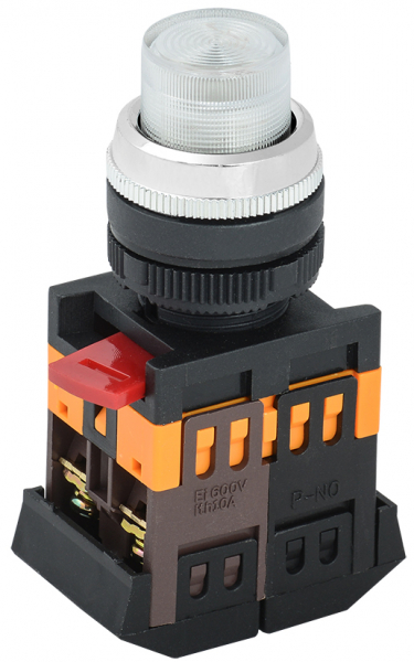 IEK Кнопка ABLFP-22 прозрачный d22мм неон/240В 1з+1р