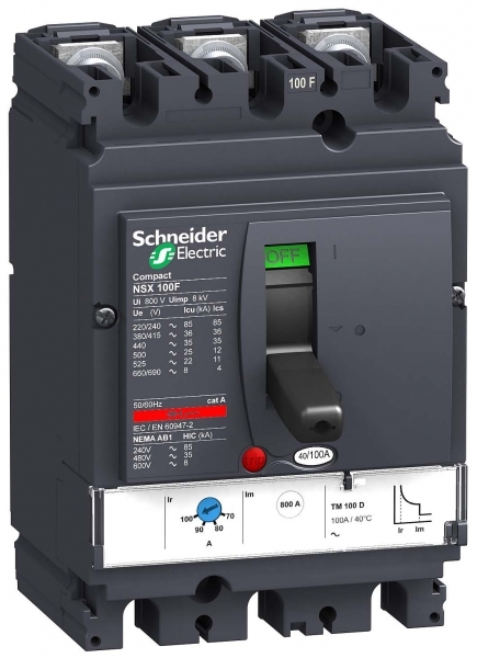 Schneider Electric Compact NSX 100N Автоматический выключатель TM63D 3P 3T