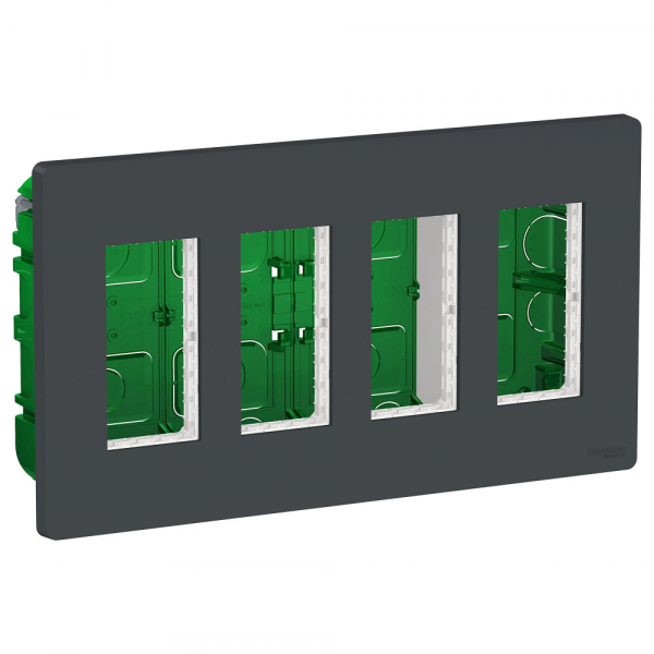 Schneider Electric Unica System+ Антрацит Блок скрытой установки 4х2