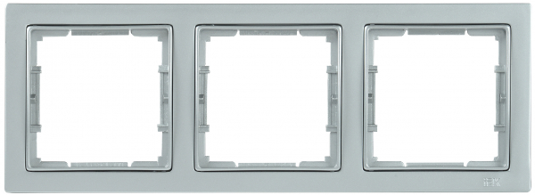 IEK РУ-3-БС Рамка трехместная квадратная BOLERO Q1 серебряный