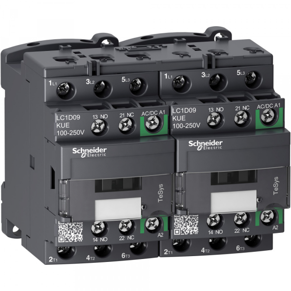 Schneider Electric TeSys D Контактор реверсивный D 3P AC3 440В 9A, катушка управления 100-250В AC/DC, зажим под винт