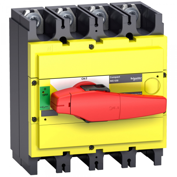 Schneider Electric Compact INS/INV Выключатель-разъединитель INS400 4P красная рукоятка/желтая панель