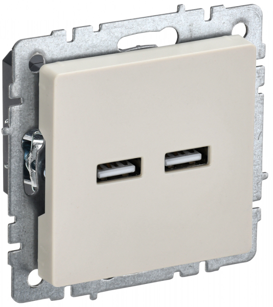 IEK BRITE BASE Бежевый  Розетка USB A+A 3,1А РЮ10-1-БрКр