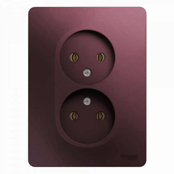 Systeme Electric Glossa Баклажановый Розетка 2-ая б/з (в сборе)