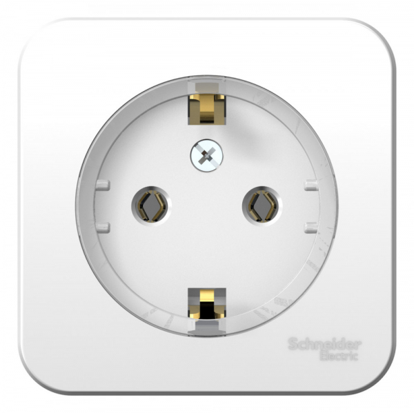 Systeme Electric Blanca наруж Бел Розетка с/з без шторок, (тонкая) 16А, 250В, изолир. пластина