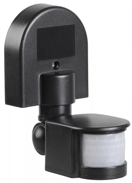 IEK Датчик движения ДД 008 черный, макс. нагрузка 1100Вт, угол обзора 180град., дальность 12м, IP44,