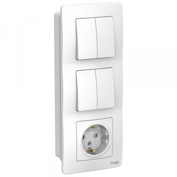 Systeme Electric Blanca внутр Бел Блок: Розетка з/к шт 16А, 250В+выкл 2кл.+выкл 2кл.
