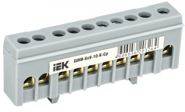 IEK Шина L фаза в корп изол на DIN-рейку ШНИ-6х9-10-К-Ср
