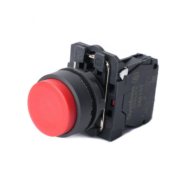 Systeme Electric Кнопка SB5 в сборе модульная 22мм выступающая красная с возвратом пластик 1НО