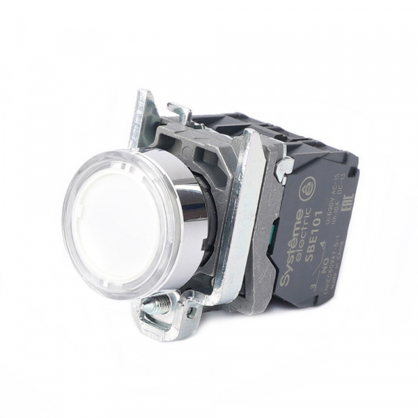 Systeme Electric Кнопка SB4 с подсветкойкой в сборе модульная 22мм белая металл 24ВDC 1НО+1НЗ