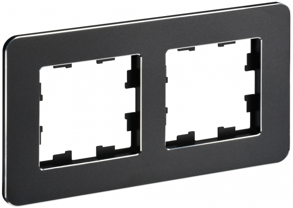 IEK BRITE DECOR Черный металл. скругл.угол Рамка 2-м РУ-2-1-Бр RE