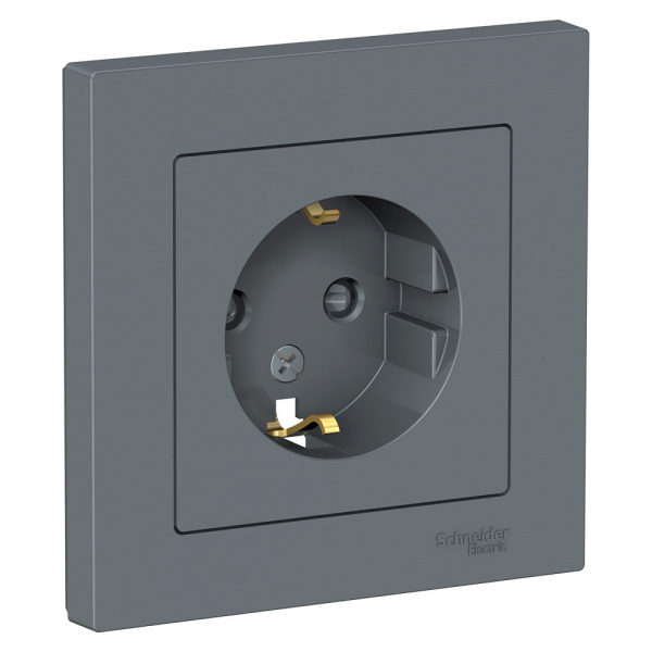Systeme Electric AtlasDesign Грифель Розетка с/з со шторками, 16А, в сборе