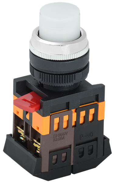 IEK Кнопка ABLFP-22 белый d22мм неон/240В 1з+1р