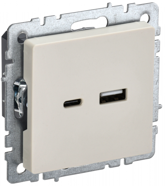 IEK BRITE BASE Бежевый Розетка USB A+C 18Вт РЮ11-1-БрКр