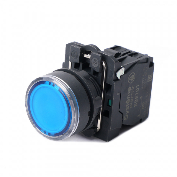 Systeme Electric Кнопка SB5 с подсветкой в сборе модуль 22мм синяя пластик 230-240ВAC 1НО