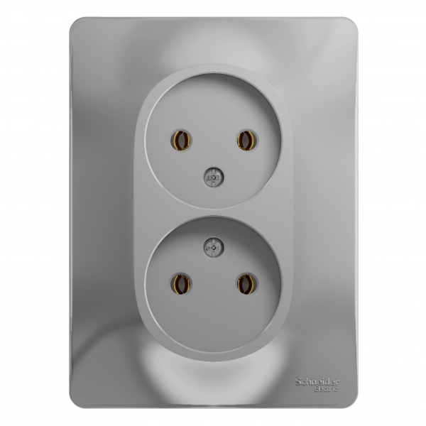 Systeme Electric Glossa Алюминий Розетка 2-я б/з (в сборе с рамкой)