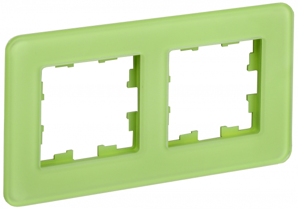 IEK BRITE DECOR Эко грин матовый стекло скругл.угол Рамка 2-мест. РУ-2-2-Бр RE