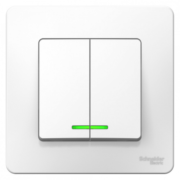 Systeme Electric Blanca внутр Бел Выключатель 2-клавишный с подсветкой, 6А, 250В
