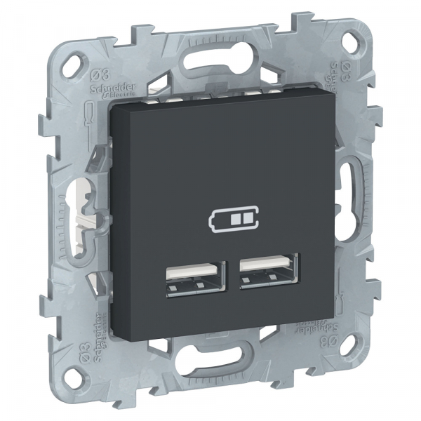 Schneider Electric Unica New Антрацит Розетка USB, двойная, 5 В / 2100 мА