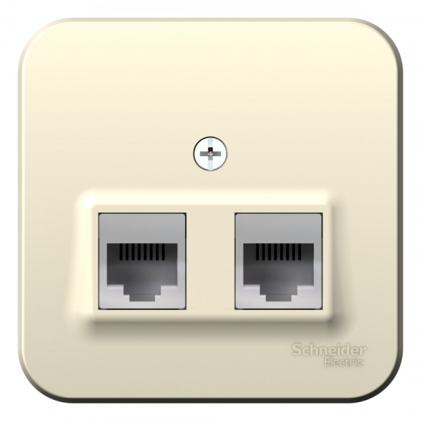 Systeme Electric Blanca наруж Молочная Розетка 2-ая ТЛФ/КОМП, RJ45+RJ11, кат.5E, изолир. пластина