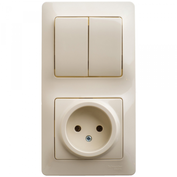 Systeme Electric Glossa Беж Блок: розетка и 2-кл. выключатель