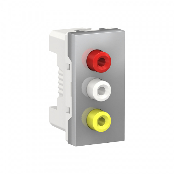 Schneider Electric Unica Modular Алюминий Розетка 3 RCA, 2 модуля