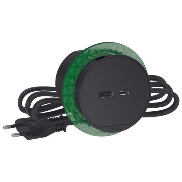 Schneider Electric Unica System+ Антрацит Блок розеточный usb тип А + тип С