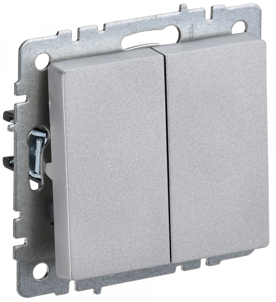 IEK BRITE BASE Алюминий Выключ. 2-кл прох 10А ВС10-2-6-БрА