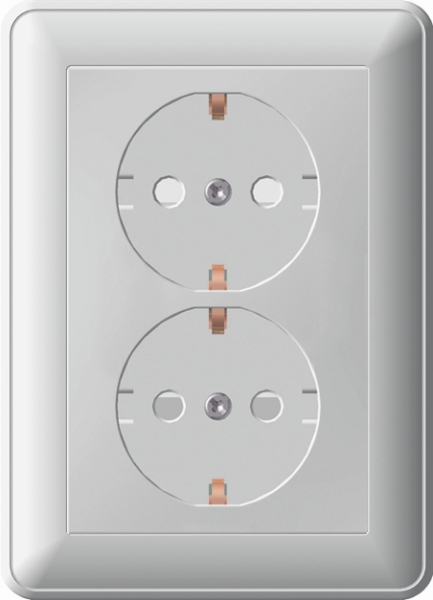 Systeme Electric Wessen 59 Бел Розетка 2-ая с/з с защитными шторками (в сборе, с рамкой)