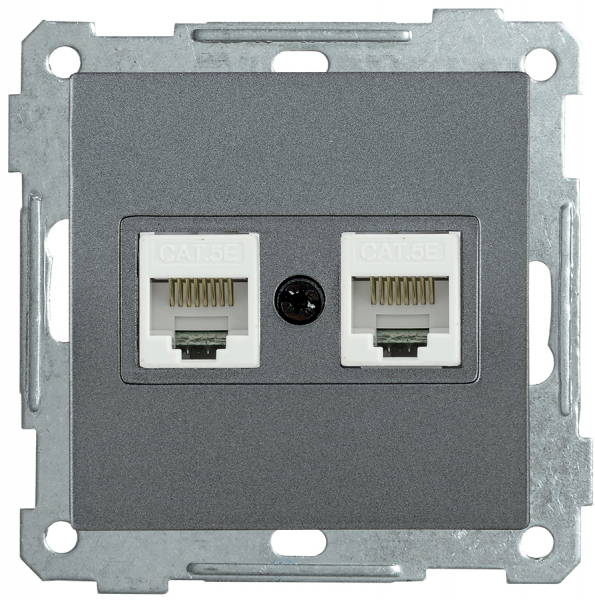 IEK РK10-2-Б Розетка 2-ая комп. RJ45 Cat5e BOLERO антрацит