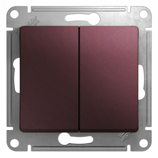 Systeme Electric Glossa Баклажановый Переключатель 2-клавишный, сх.6, 10AX