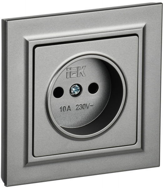 IEK BRITE Сталь Розетка без з/к/ш 10А в сборе РСР10-1-0-БрС