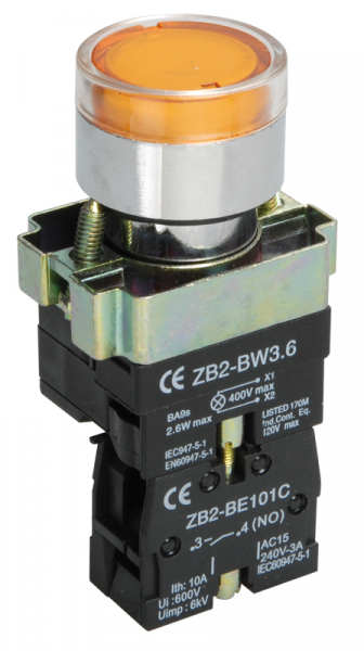 IEK LAY5 Кнопка управления LAY5-BW3561 с подсветкой желтый 1з
