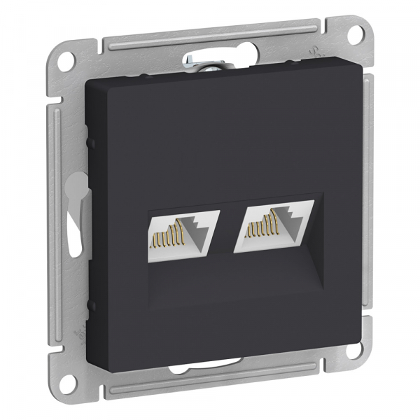 Systeme Electric AtlasDesign Карбон Розетка двойная компьютерная RJ45+RJ45, кат.5E, механизм