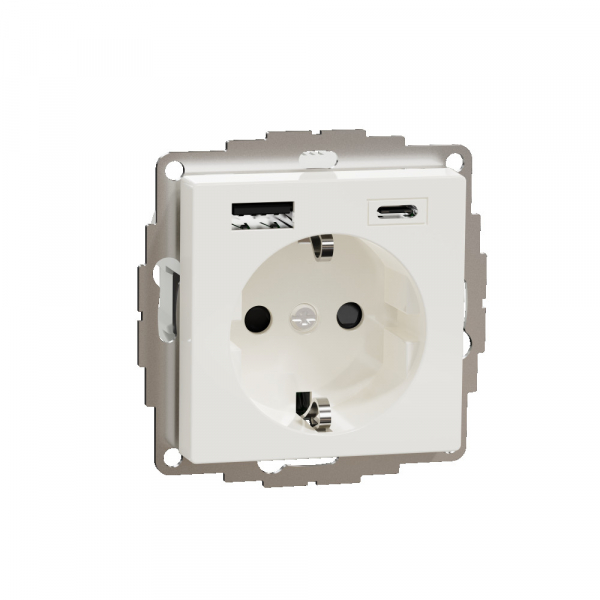 Schneider Electric MERTEN SM Полярный Белый Розетка силовая 16A с зарядкой USB A+C 3 A
