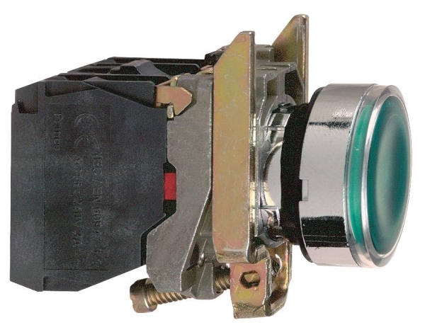 Schneider Electric XB4 Кнопка с возвратом зеленая с подсветкой 230В 1НО+1НЗ