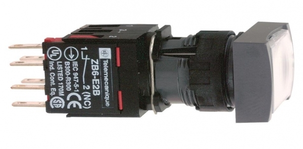 Schneider Electric XB6 Кнопка с подсветкой белая квадратная, 16мм 12-25В