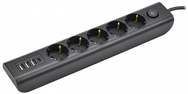 IEK MODERN Удлинитель У05В с/з 2м 3х1мм2 16А/250В USBх4 чер.
