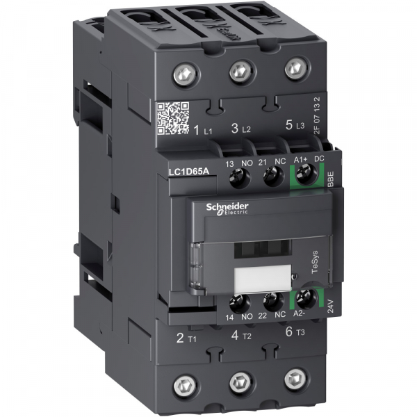 Schneider Electric TeSys D Контактор 3P Everlink AC3 440В 65A, катушка управления 24В DC, пружинный зажим