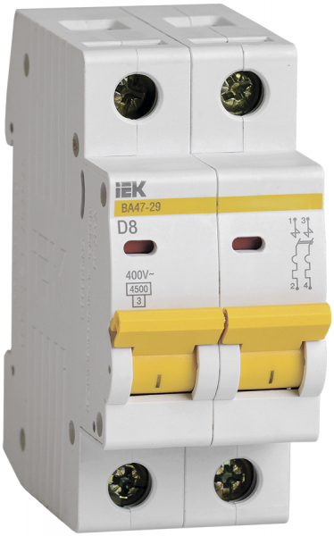 IEK KARAT Автоматический выключатель ВА47-29 2Р 8А 4,5кА х-ка D