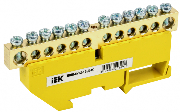 IEK Шина PE земля на DIN-изол ШНИ-8х12-12-Д-Ж