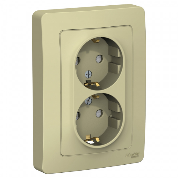 Systeme Electric Blanca внутр Беж Розетка 2-ая с/з со шторками, 16А, 250В