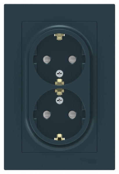 Systeme Electric AtlasDesign Изумруд Розетка с/з двойная, со шторками, 16А, в сборе