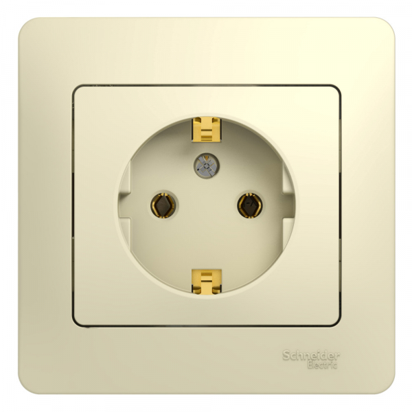 Systeme Electric Glossa Беж Розетка с/з (в сборе с рамкой)