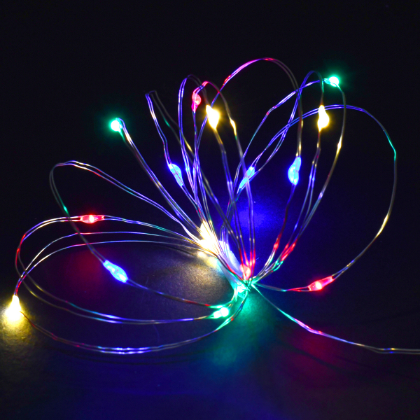 IEK Гирлянда роса 2м 20RGBY IP20 прозрачный шнур 0,3м 2AA